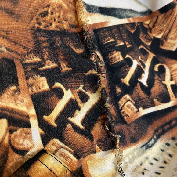 Vintage 90s Impaq Sports Wear Money Gold Currency Photoprint Hawaiian Shirt Men - Picture 14 of 14